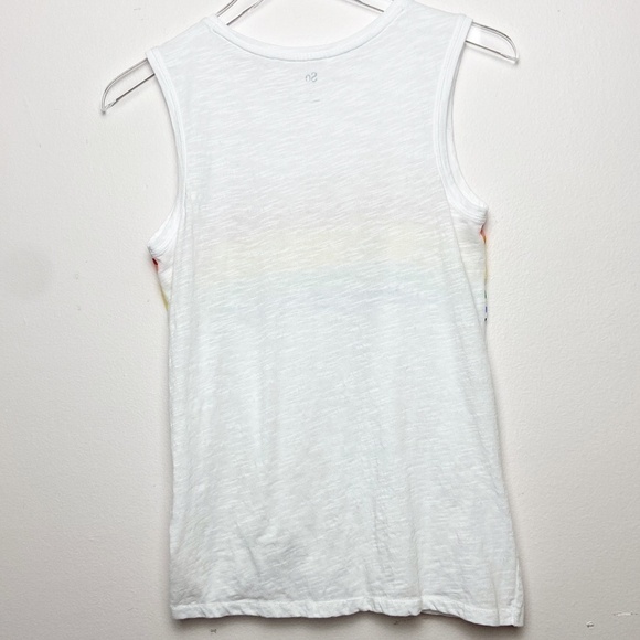 SO | Rainbow Striped Graphic White Tank Top Small - Picture 2 of 5